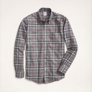 Brooks Brothers Madison Tartan Twill Shirt Relaxed-Fit Non-Iron Stretch men's m